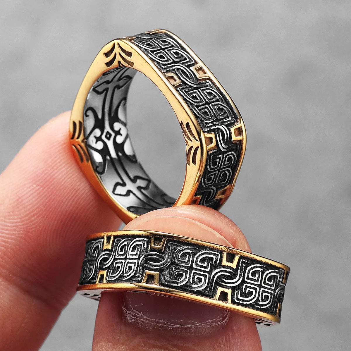 Retro Classical Patterns Stainless Steel Rings