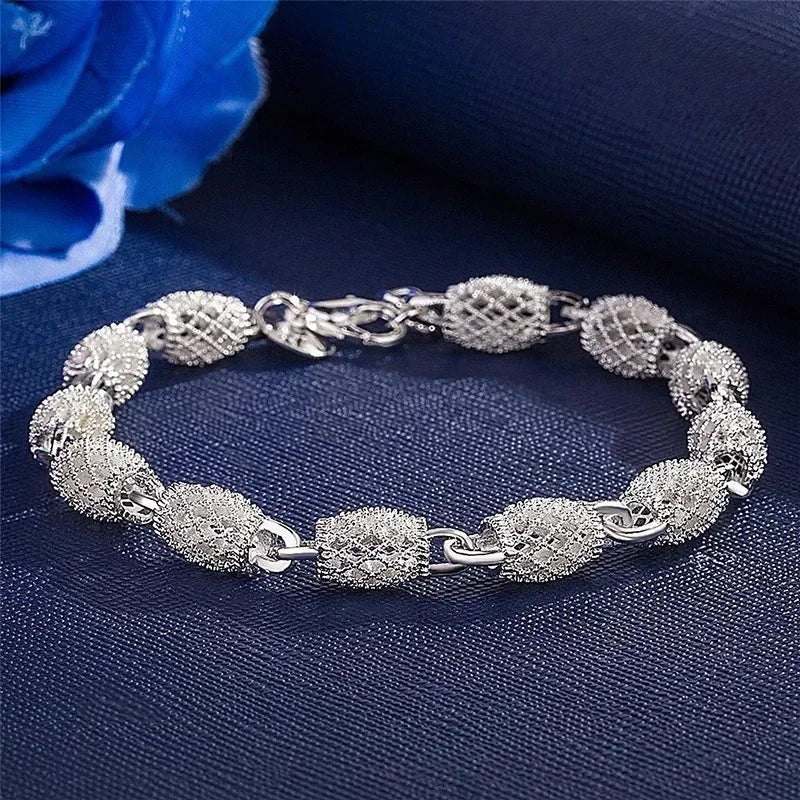 Fine 925 Sterling Silver Lucky Beads Bracelet