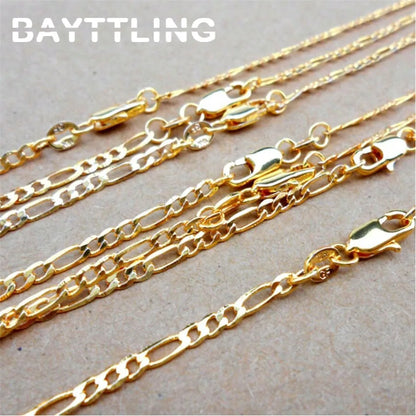 925 Silver 18K Necklace 4mm Figaro