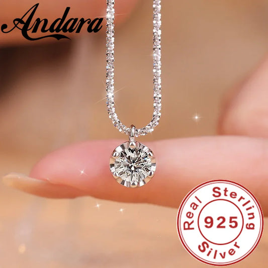 925 Sterling Silver AAAAA Zircon Pendant Necklace