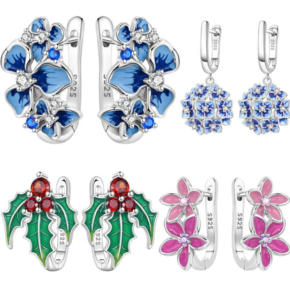 Original S925 Blue Iris Flower Earrings
