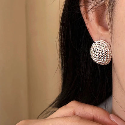 S925 Vintage Round Hollow Earring