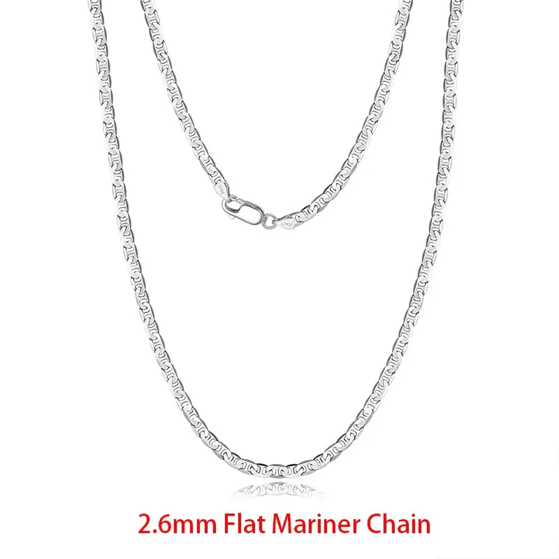 925 Sterling Silver Italian Flat Mariner Chain