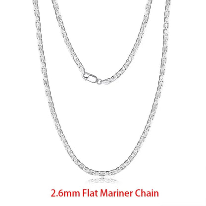 925 Sterling Silver Italian Flat Mariner Chain