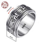 Rotatable S925 Sterling Silver Vintage Retro Stars Auspicious Cloud Couple Ring