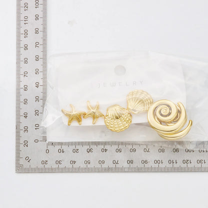 6pcs/Set Trendy Shell Starfish Stud Earrings