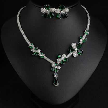 Stereo Sliver Colour Glamour Flower Jewelry Set