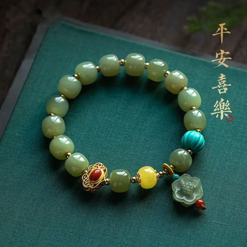 Natural Hetian Jade Saponite Blessing Bracelet