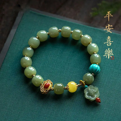 Natural Hetian Jade Saponite Blessing Bracelet