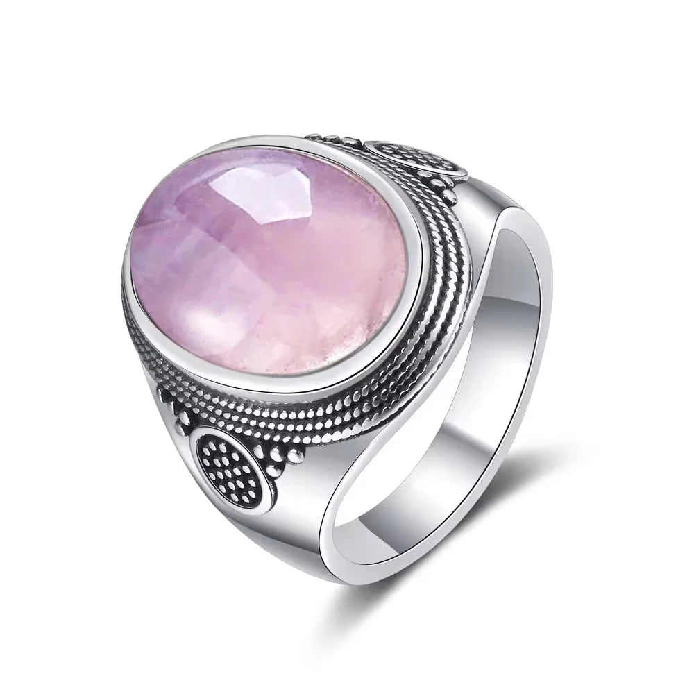 Vintage S925 Sterling Silver Ring with Natural Moonstone Stone