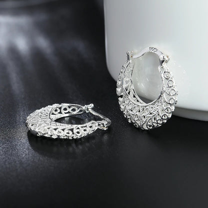 925 Sterling Silver Hollow Carved drop Earrings