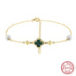 S925 Lucky Clover Anklet with Malachite Shell