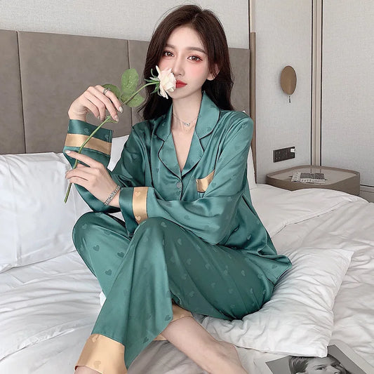 Top Autumn New Ice Silk Women Pajama