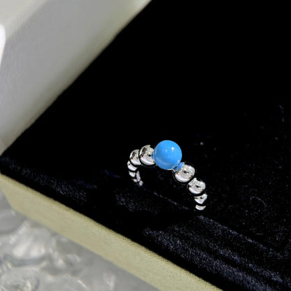 Elegant S925 Ring with Blue Stone Bead