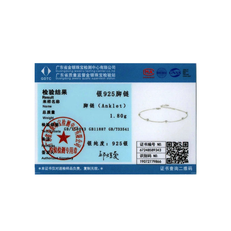 925 Sterling Silver Bead Anklet