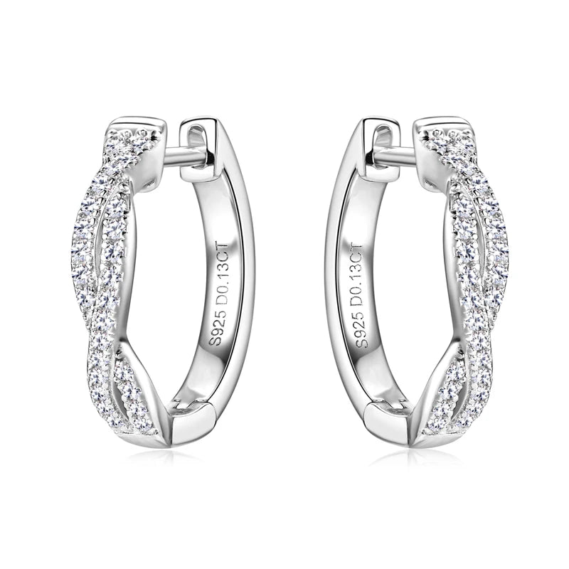 Twist Moissanite Hoop Earrings 925 Silver