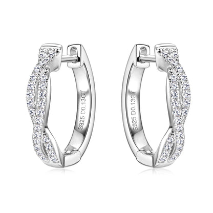 Twist Moissanite Hoop Earrings 925 Silver