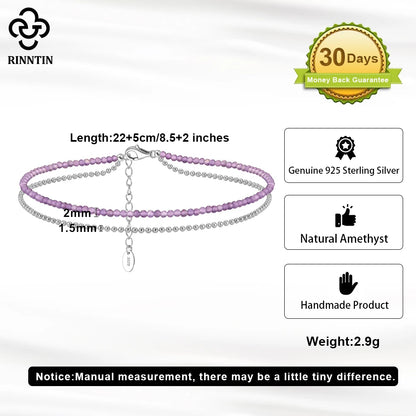 S925 Layered Amethyst Anklets