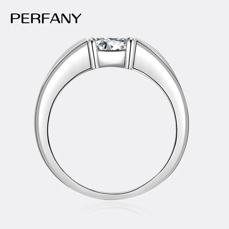 0.5/1CT Moissanite Ring for Men S925 Pure Silver