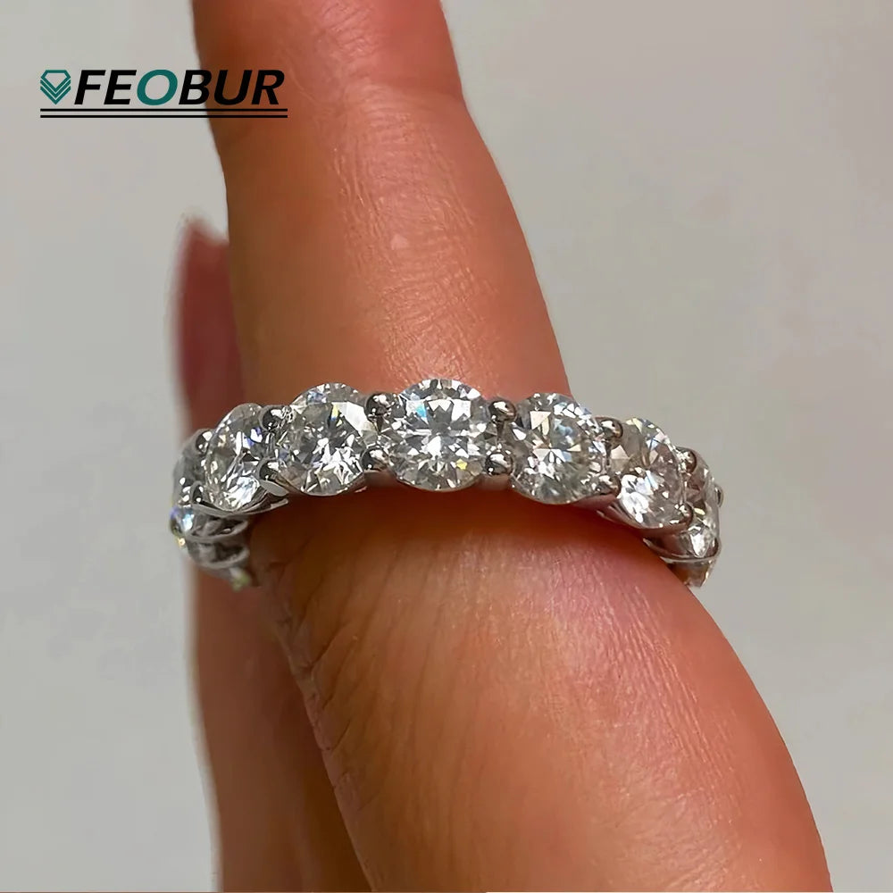S925 5mm D Color Moissanite Ring
