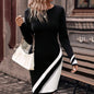 New Long Sleeve Striped Print O-neck Slim Fashion Elegant Casual