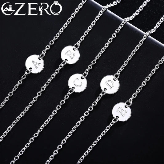 New trend 925 sterling Silver 26 letter cards Chain Bracelets for Women Fashion wedding Party fine Jewellery