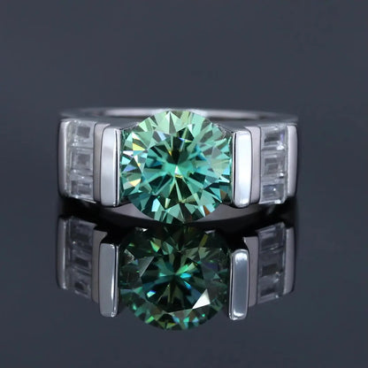 S925 Silver Green Moissanite Finger Ring