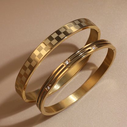 Checkered Design Crystal Bangle
