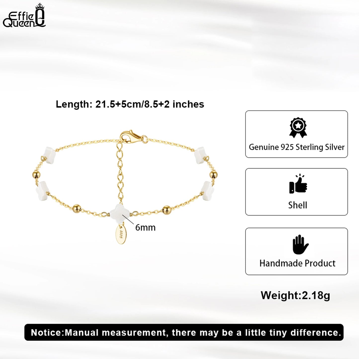 S925 Shell Anklet Four Leaf Clover
