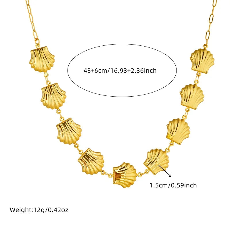 Stainless Golden Large Shell Necklace