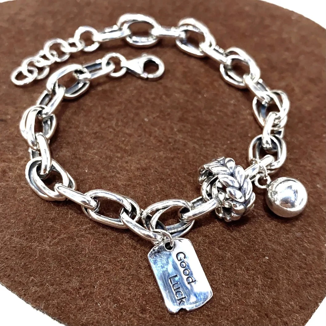 S925 Beaded Geometric Bracelet
