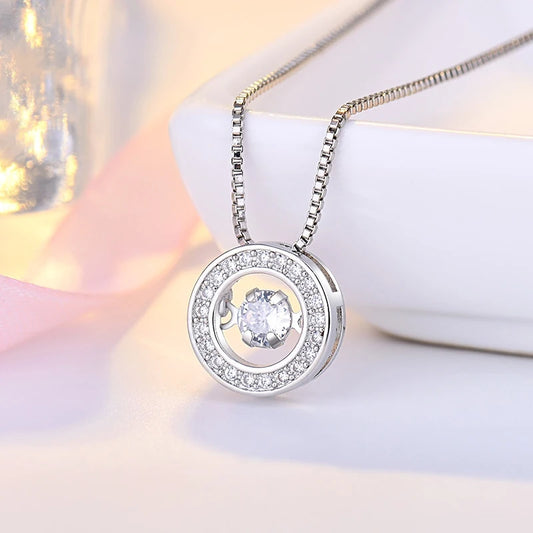 S925 Round Rotatable Zircon Pendant