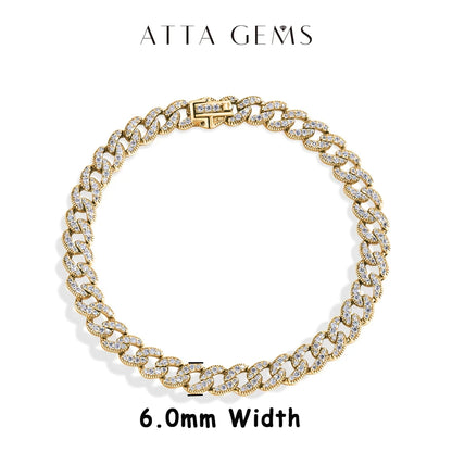 D VVS1 Full Moissanite 925 Sterling Silver 18k Gold Plated Tennis Bracelet