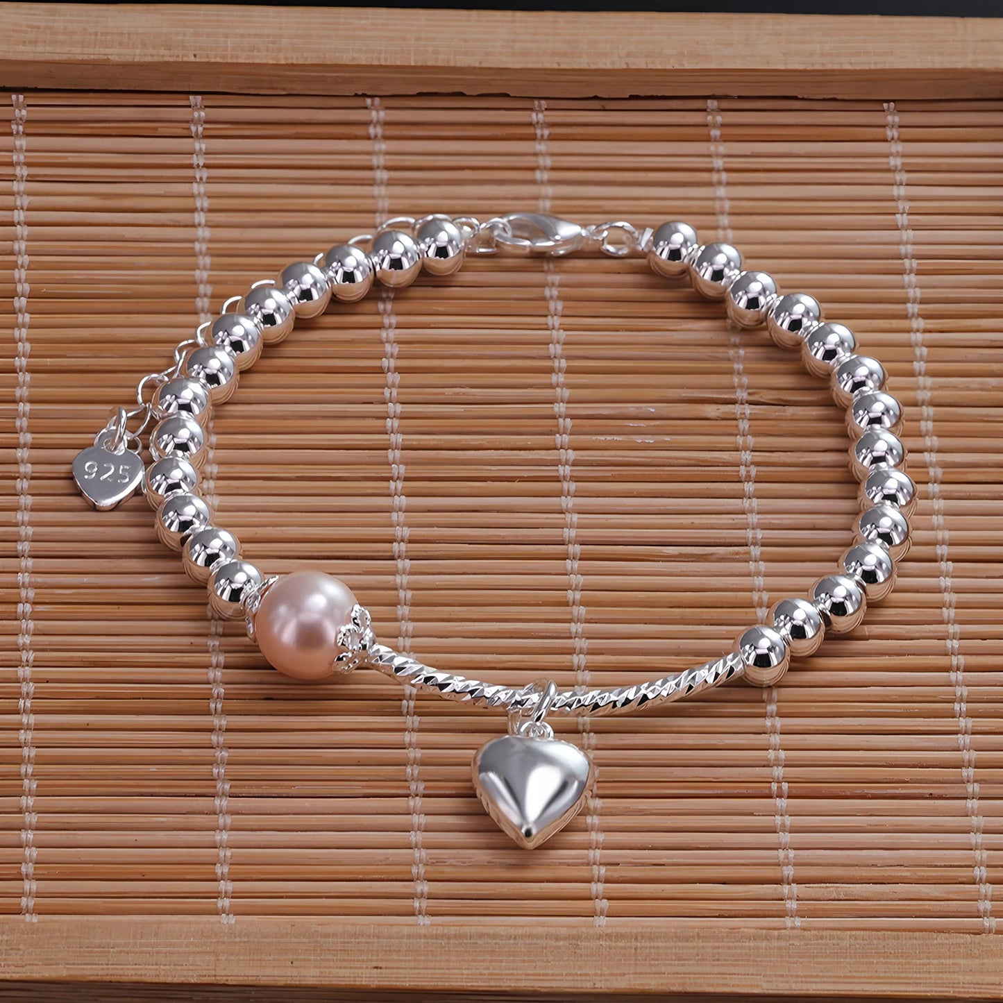 925 Sterling Silver Zircon Love Heart Bracelet