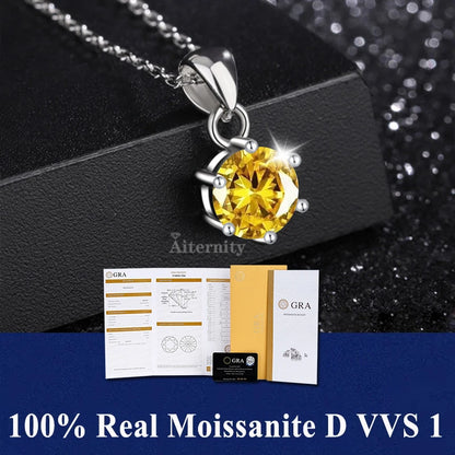 100% Moissanite Pendant Necklace D Colour
