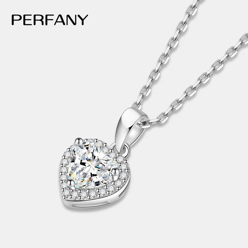 1CT Heart Cut Moissanite Necklace 925 Silver