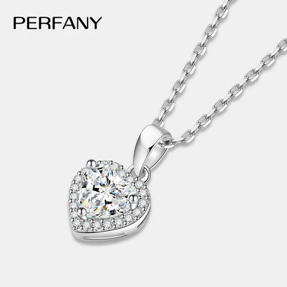 1CT Heart Cut Moissanite Necklace 925 Silver