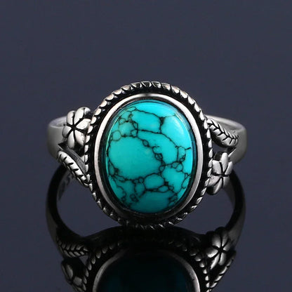 S925 Sterling Silver With Natural Turquoise Stone Rings