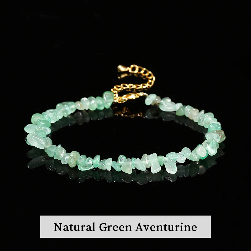 Amethyst Rock Quartz Crystal Stone Chip Bead Bracelet