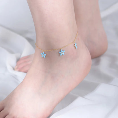 S925 CZ Cubic Zirconia Beach Enamel Starfish Anklet