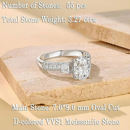 925 Sterling Silver GRA Certified Moissanite Rings