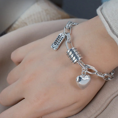 925 Sterling Silver Bracelets with Heart Charm