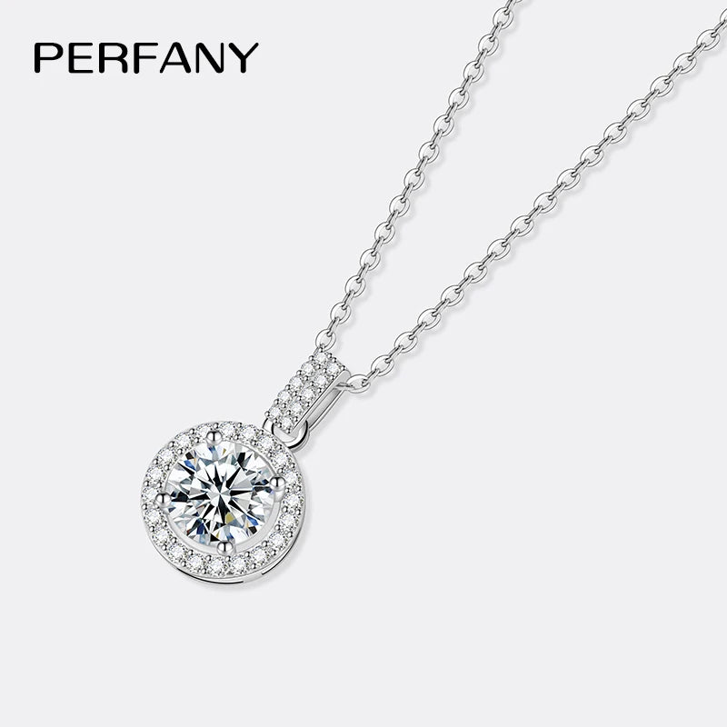 1-5CT Moissanite Necklace S925 Pure Silver Round