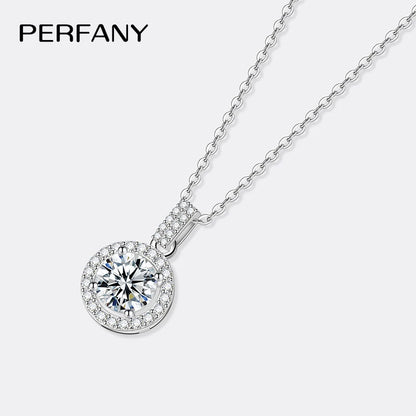 1-5CT Moissanite Necklace S925 Pure Silver Round