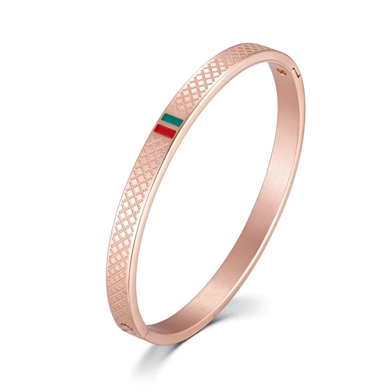 Green Red Cuff Stainless Steel Bracelet