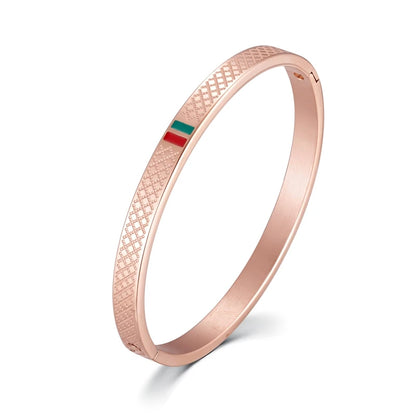 Green Red Cuff Stainless Steel Bracelet
