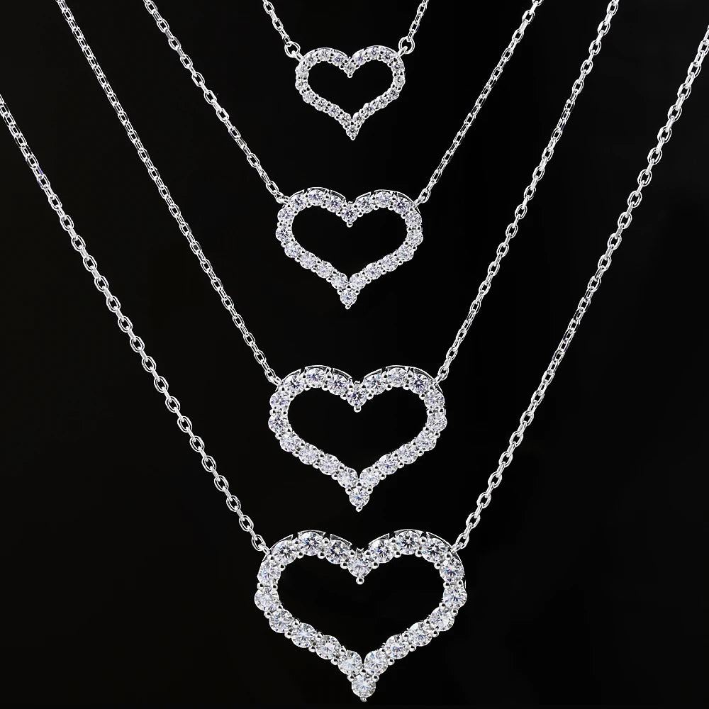 FEOBUR 2ct Moissanite Heart Pendant Necklace