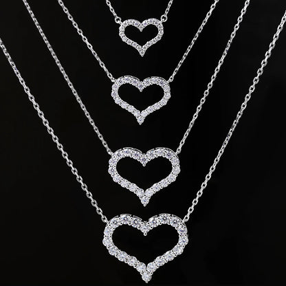 FEOBUR 2ct Moissanite Heart Pendant Necklace