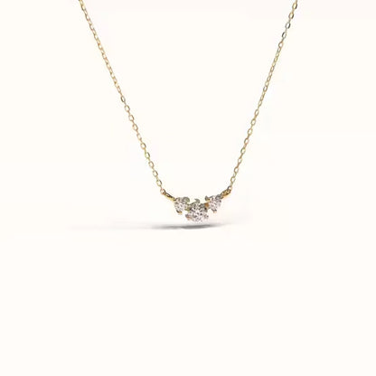 S925 Three Stone Moissanite Pendant Necklaces