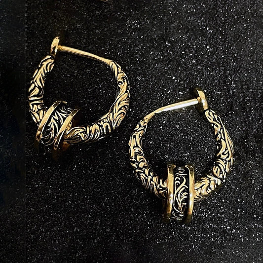 S925 Vintage Chinese Style Hoop Earrings